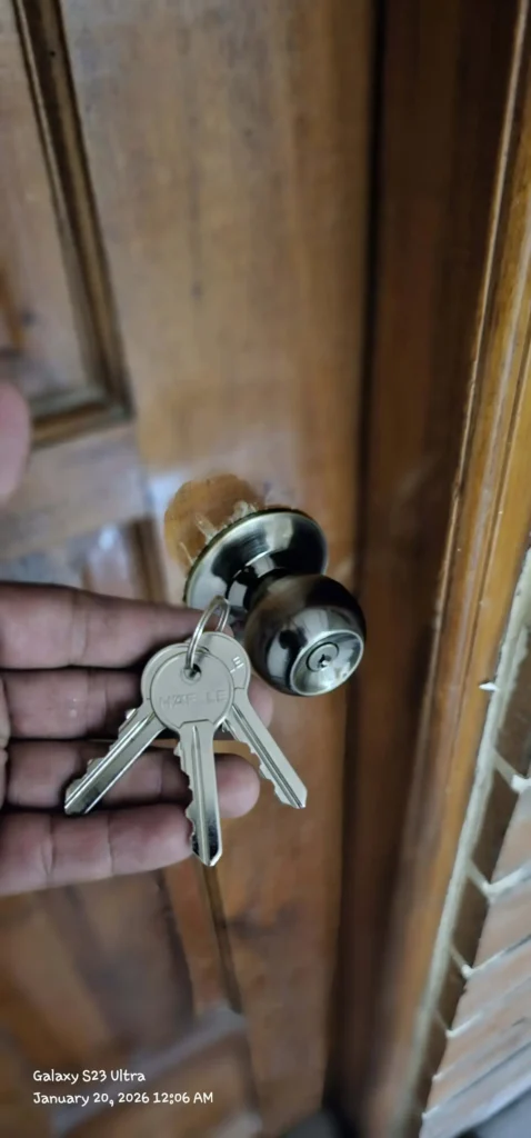 Residential locksmith in Crystal Lake installing and repairing home door locks
